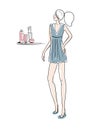 Fashion style illustration, girl in high heel dress Royalty Free Stock Photo